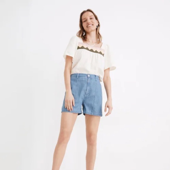 Madewell Pintuck Denim Shorts - Picture 1 of 11